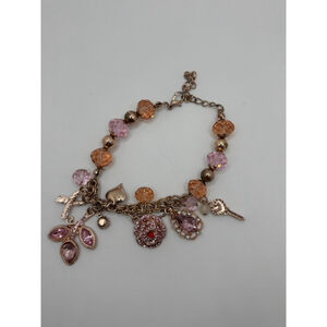 Rose Gold Pink Breast Cancer Awareness Charm Bracelet